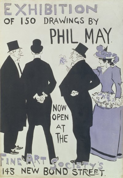 Phil May 150 rajzából álló kiállítást hirdető plakát a Fine Art Society-ben, New Bond Street, 1895 alkotó: English School